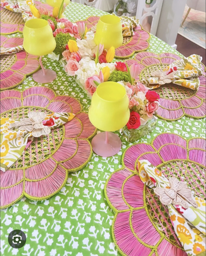 Blush Bloom Handwoven Iraca Placemat - Lilly Pulitzer Inspired Style — Placemats, [material], MacondoForever