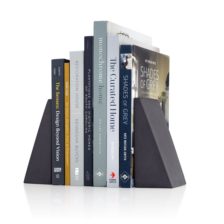 Concrete Angular Bookends: Charcoal — bookends, [material], Port Living Co.