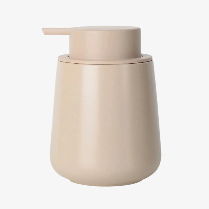 Large recycled ceramic liquid soap dispenser, khaki/beige body with pump