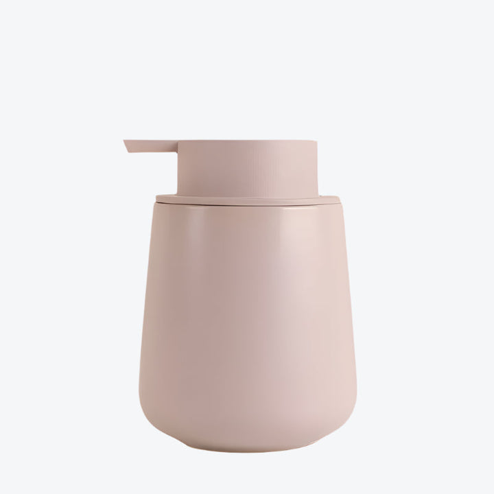 Large ceramic liquid soap dispenser, light pink body with pale pump