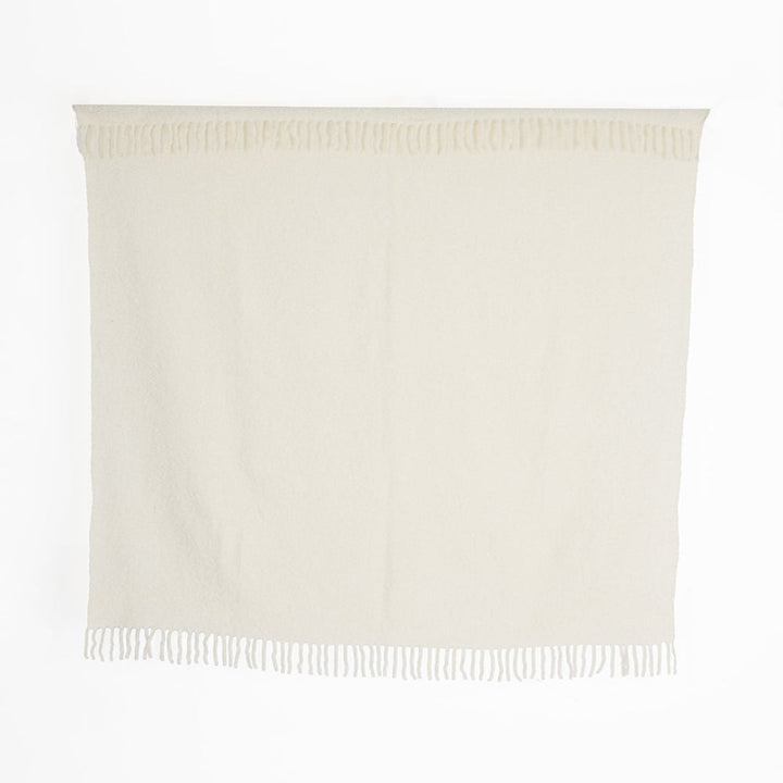 Handloomed Alpaca Bouclé Ivory Throw Blanket From Peru