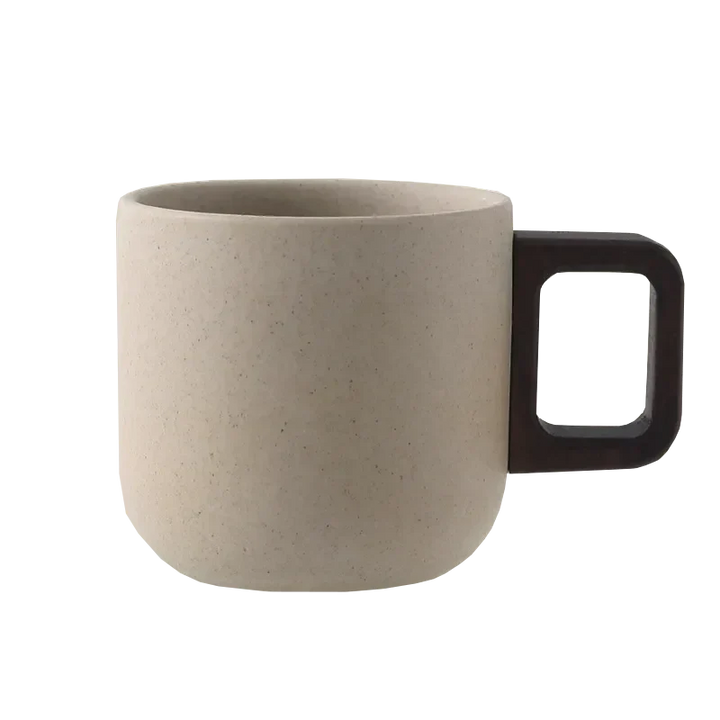 Handcrafted Ceramic Espresso Cup with Wooden Handle