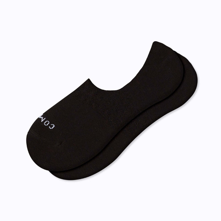 Black no-show combed cotton socks, low-cut ankle style with smooth toe area