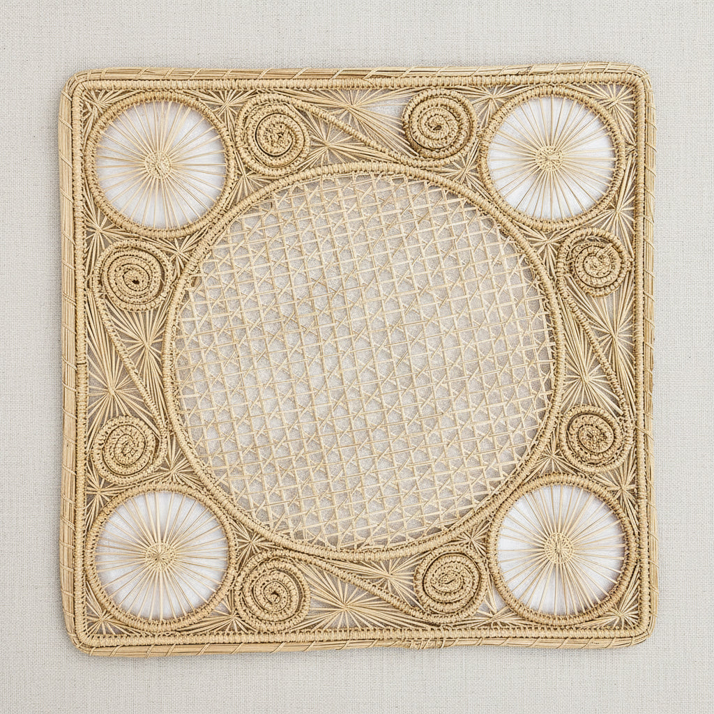 Caracol Square Handwoven Iraca Placemat