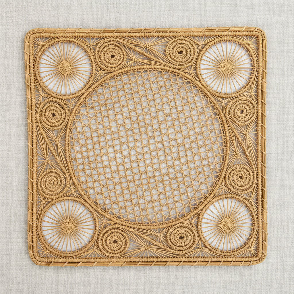 Caracol Square Handwoven Iraca Placemat