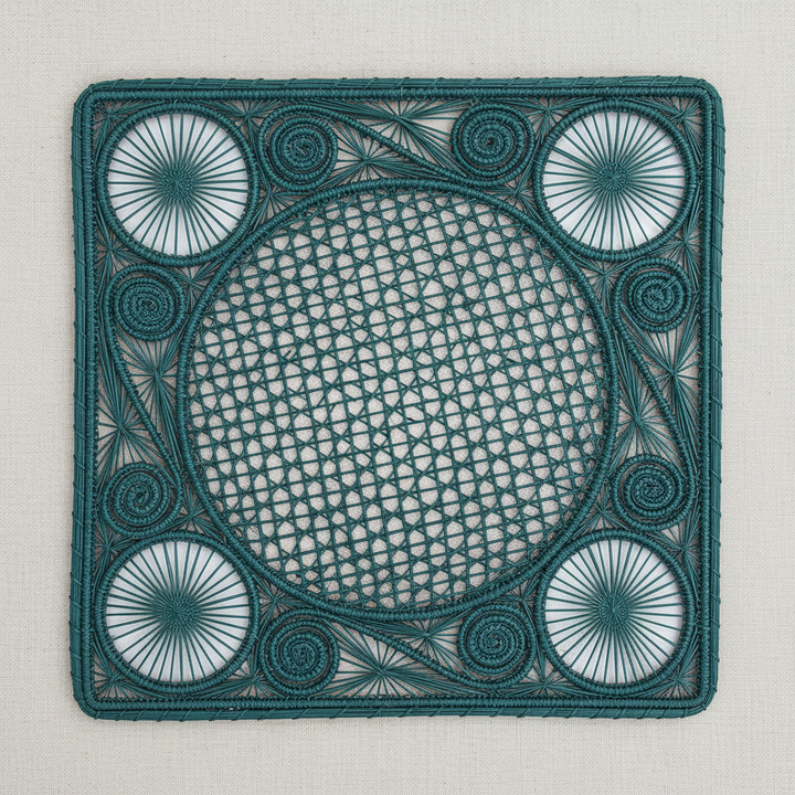Caracol Square Handwoven Iraca Placemat