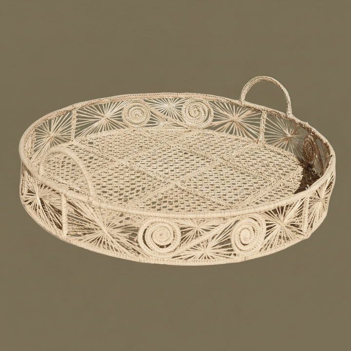 Caracoli Round Handwoven Decorative Iraca Tray