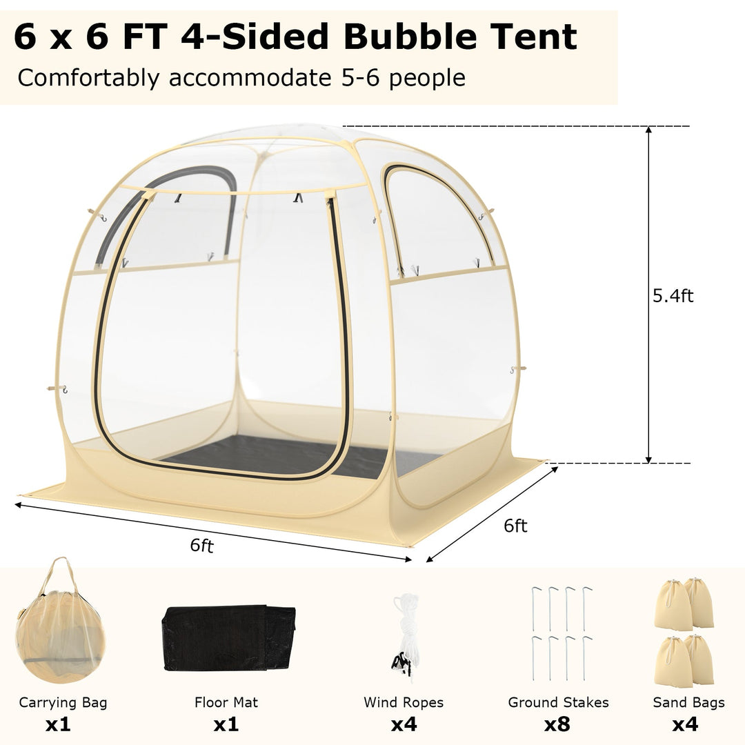 Instant Pop up Sports Tent with Carrying Bag and Floor Mat for 1-2/5-6 People