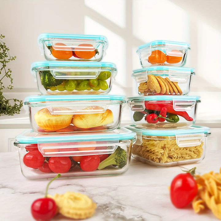 Glass Containers with Airtight Lids–16‑Piece Set