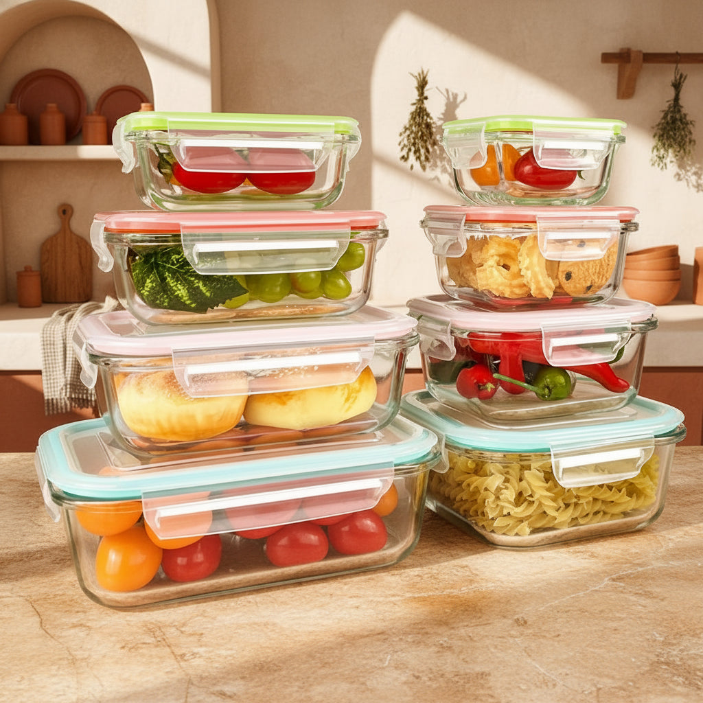 Glass Containers with Airtight Lids–16‑Piece Set