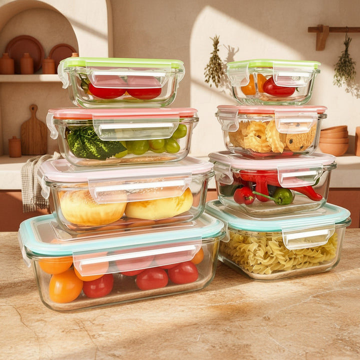Glass Containers with Airtight Lids–16‑Piece Set