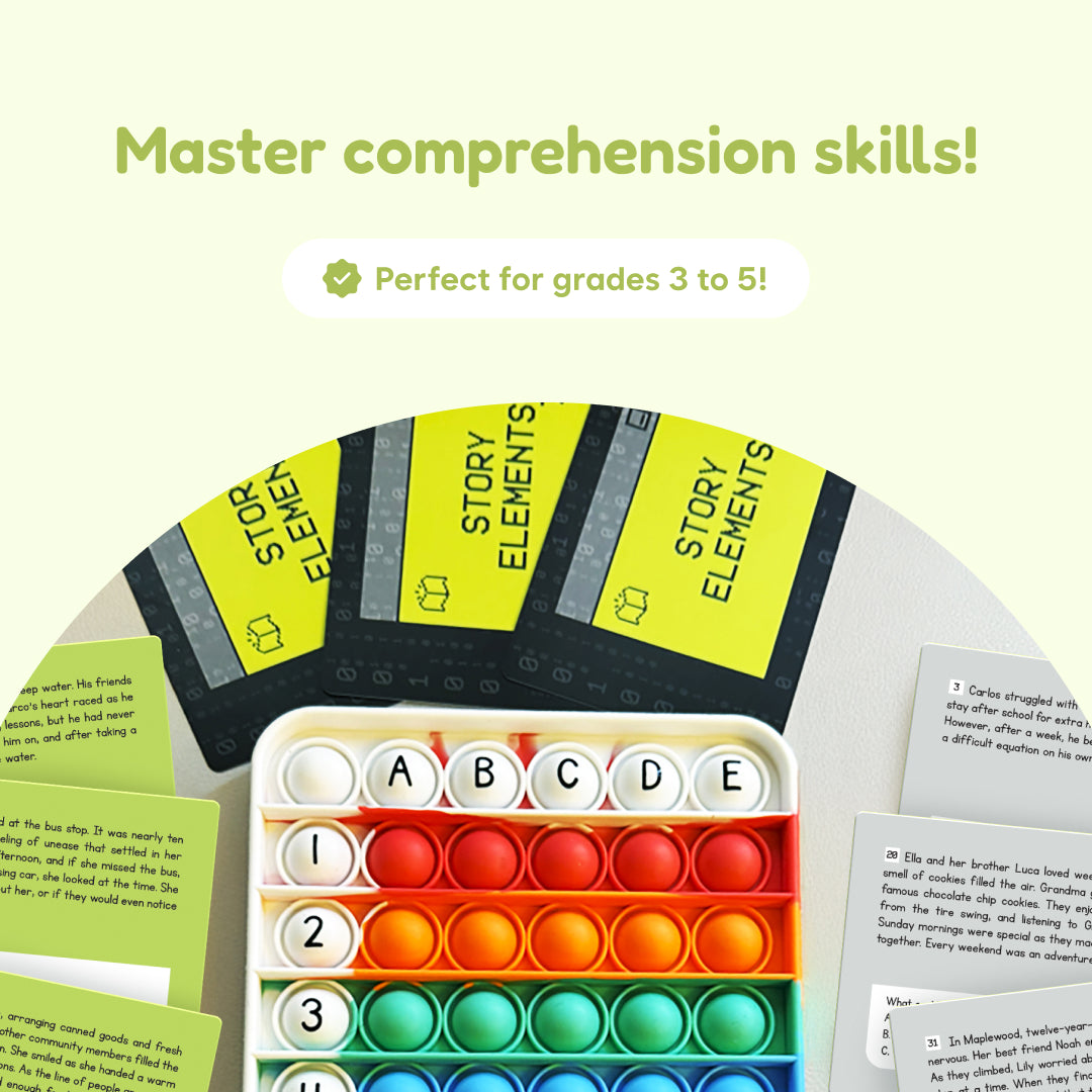 Category card pack and rainbow fidget pop mat for comprehension practice