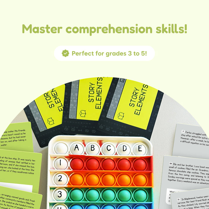 Category card pack and rainbow fidget pop mat for comprehension practice