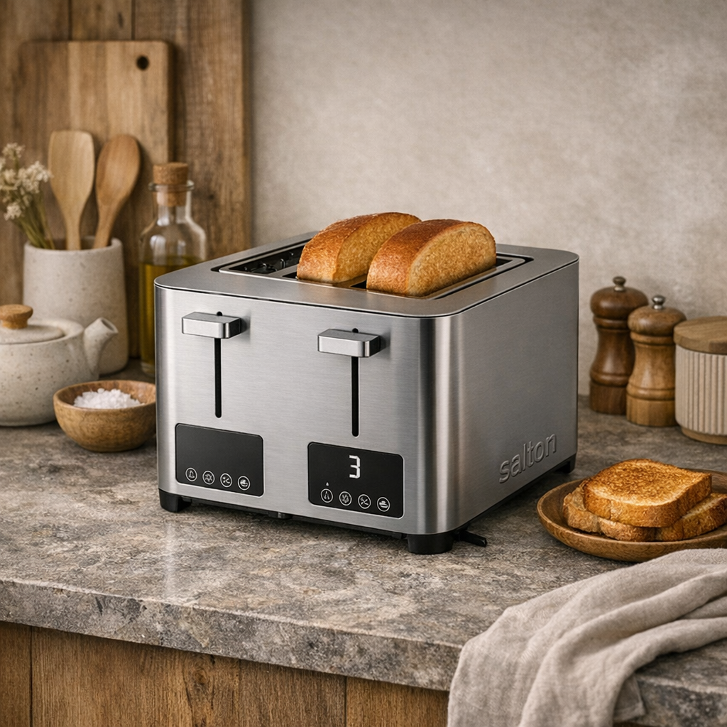 Salton Stainless Steel Digital 4 Slice Toaster