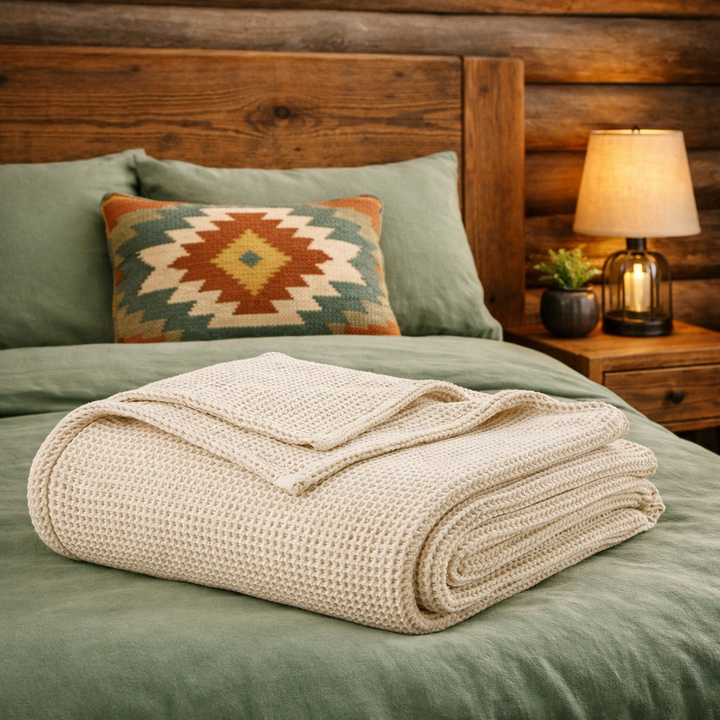 Organic Cotton Waffle Knit Blanket