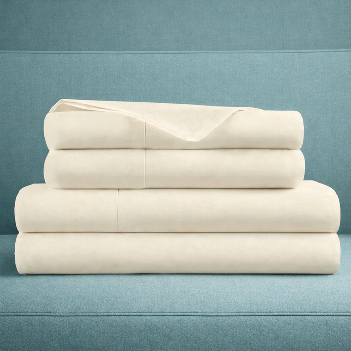 Organic Cotton Percale Sheet Set—270 TC with Picot Embroidery
