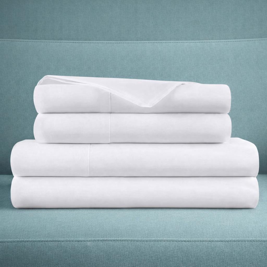 Organic Cotton Percale Sheet Set—270 TC with Picot Embroidery