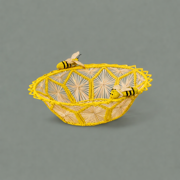 Busy Bees Handwoven Iraca Basket