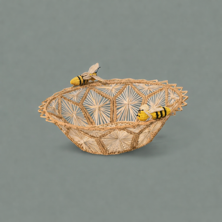 Busy Bees Handwoven Iraca Basket