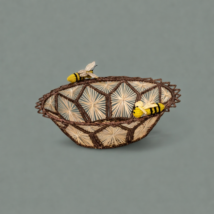 Busy Bees Handwoven Iraca Basket
