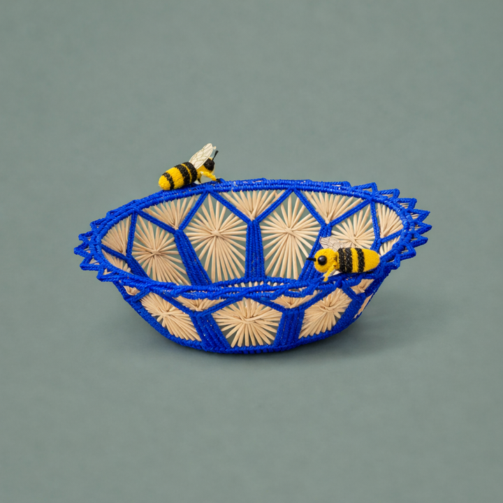 Busy Bees Handwoven Iraca Basket