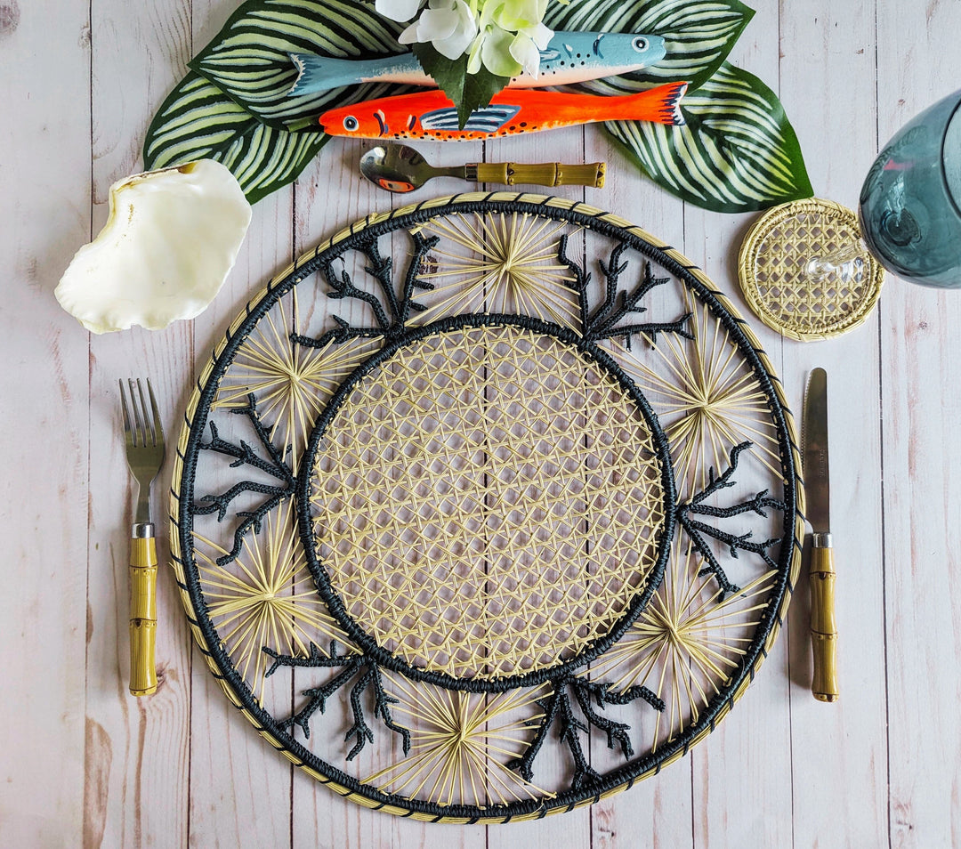Coral Coastal Handwoven Iraca Placemat — Placemats, [material], MacondoForever