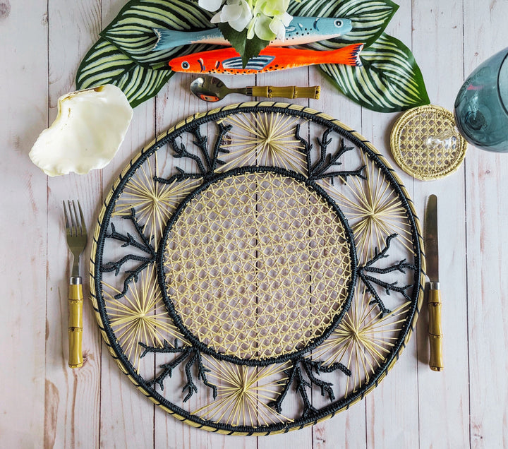Coral Coastal Handwoven Iraca Placemat — Placemats, [material], MacondoForever