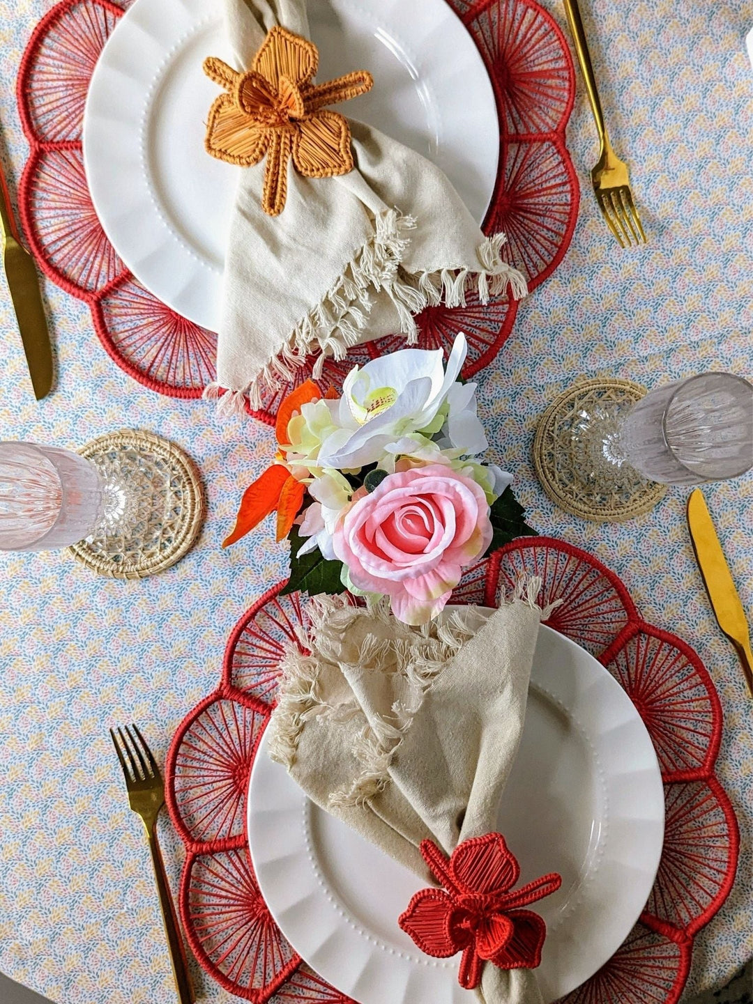 Christmas Orchid Handwoven Iraca Napkin Ring