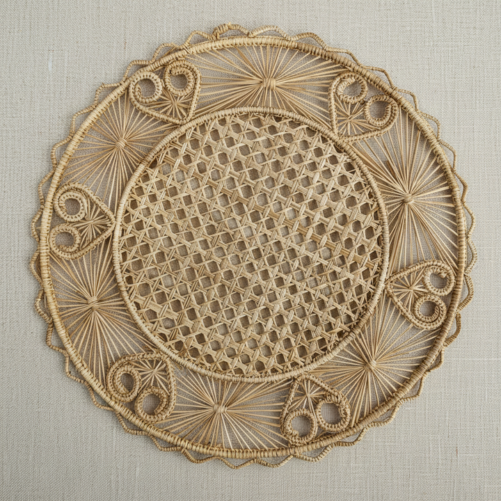 Hidden Hearts Handwoven Iraca Placemat