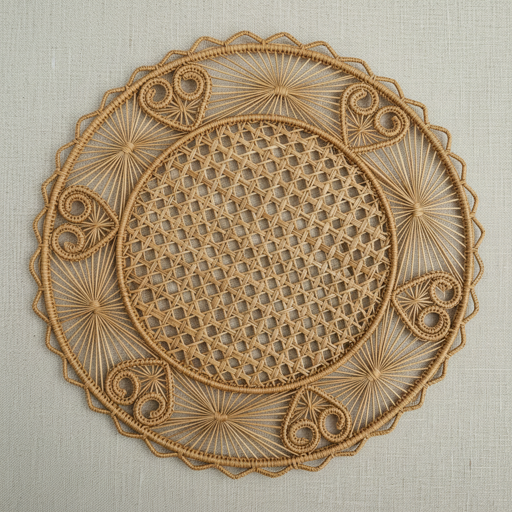 Hidden Hearts Handwoven Iraca Placemat
