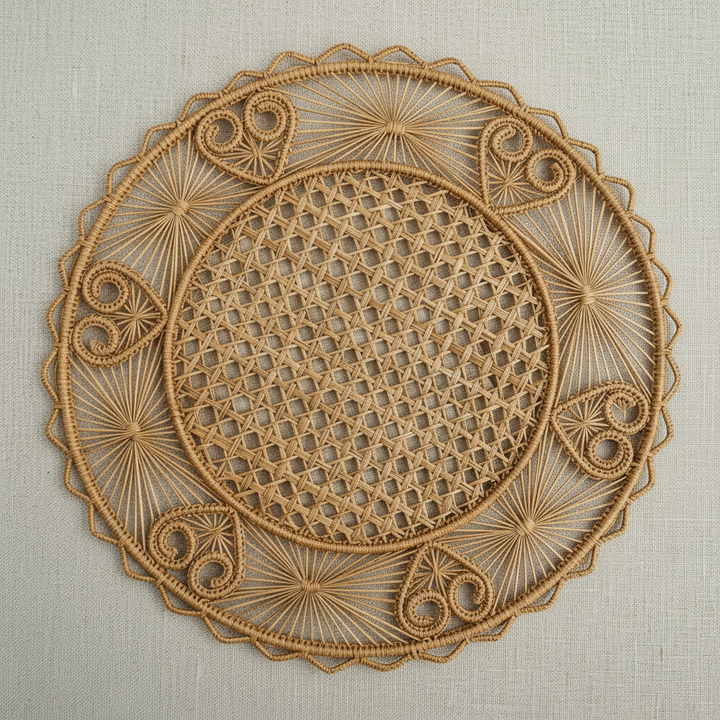 Hidden Hearts Handwoven Iraca Placemat