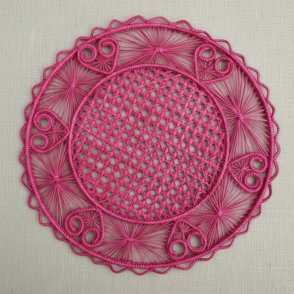 Hidden Hearts Handwoven Iraca Placemat