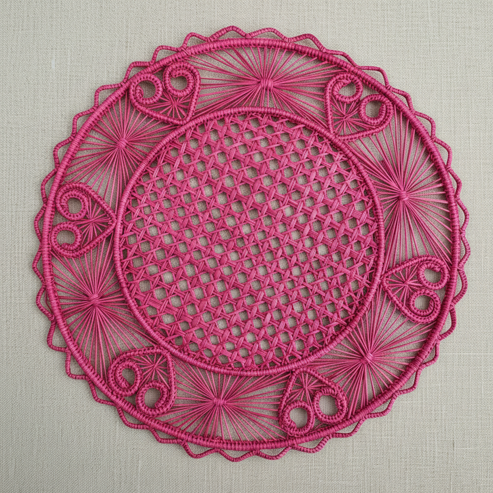 Hidden Hearts Handwoven Iraca Placemat