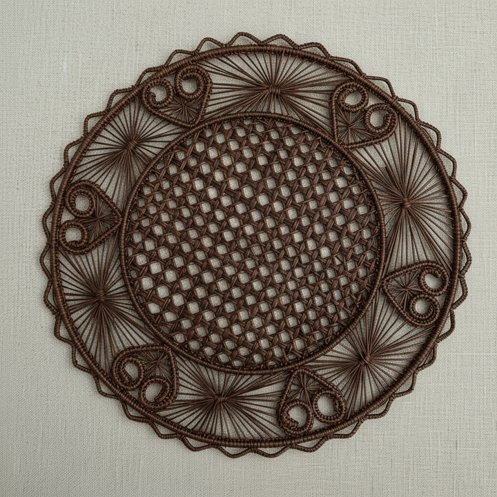 Hidden Hearts Handwoven Iraca Placemat