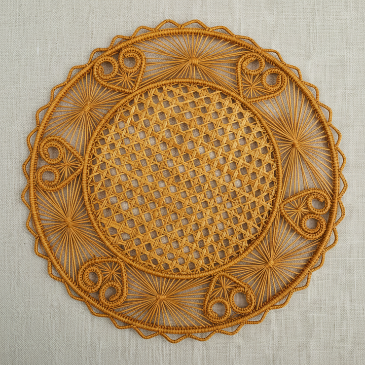 Hidden Hearts Handwoven Iraca Placemat