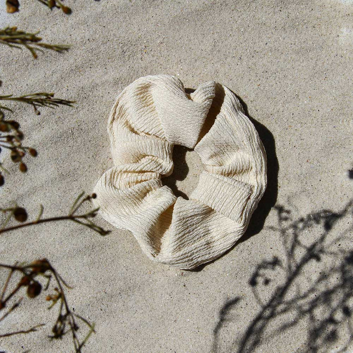 Upcycled Cream Scrunchie