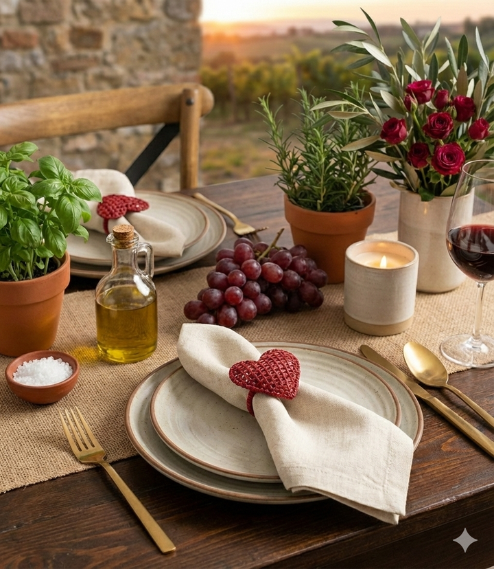Criss-Cross Heart Handwoven Iraca Napkin Ring