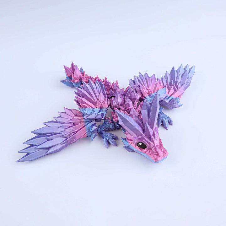 Crystal wing tadling dragon fidget toy, pink and lavender crystal wings with scales
