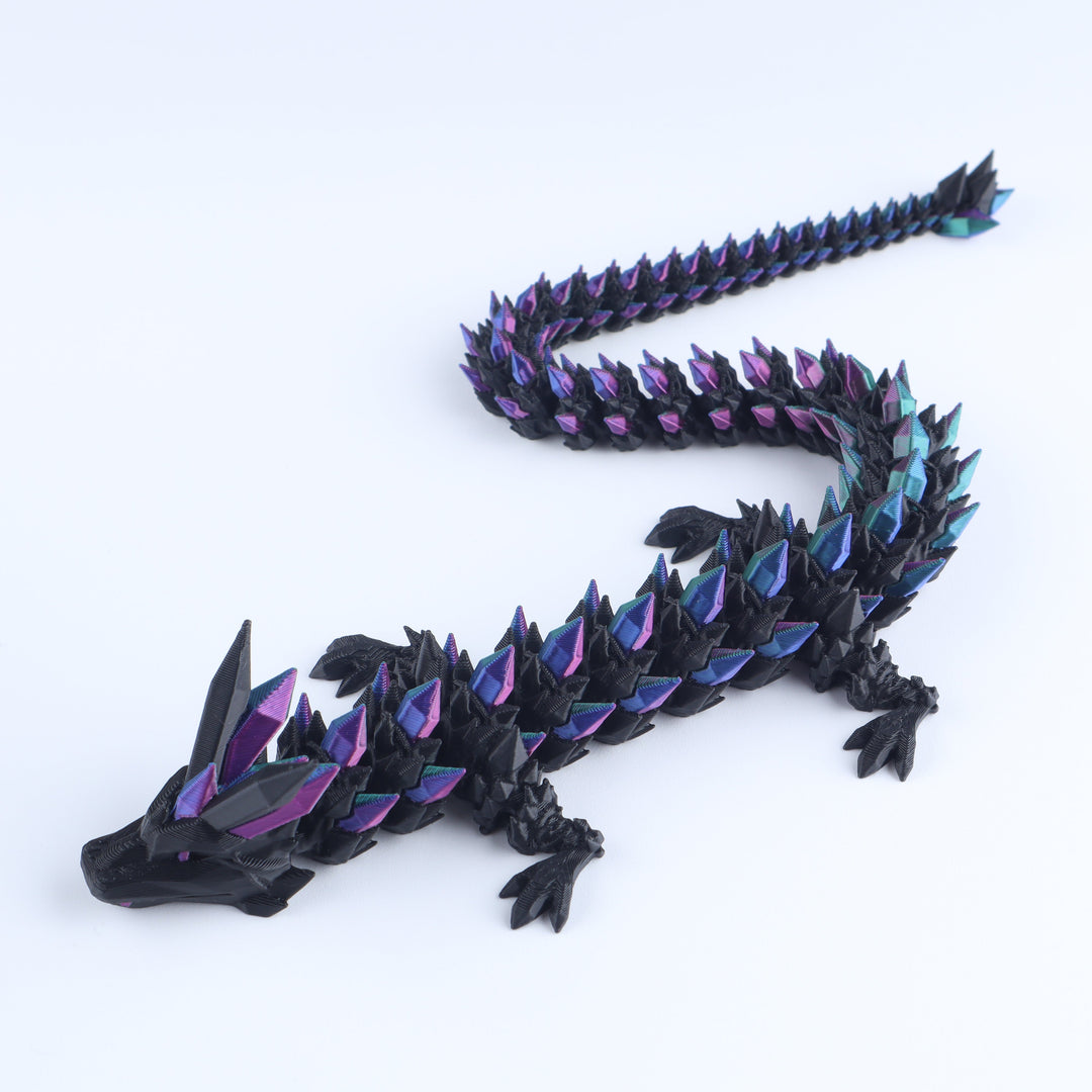 Purple-blue crystal articulated dragon fidget toy with raised legs and spines