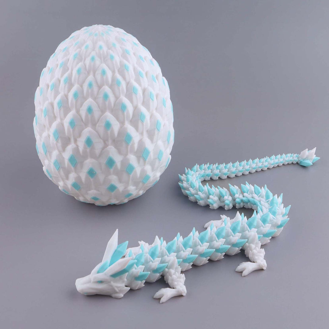 Light blue crystal dragon fidget toy with faceted egg shell and flexible dragon pieces