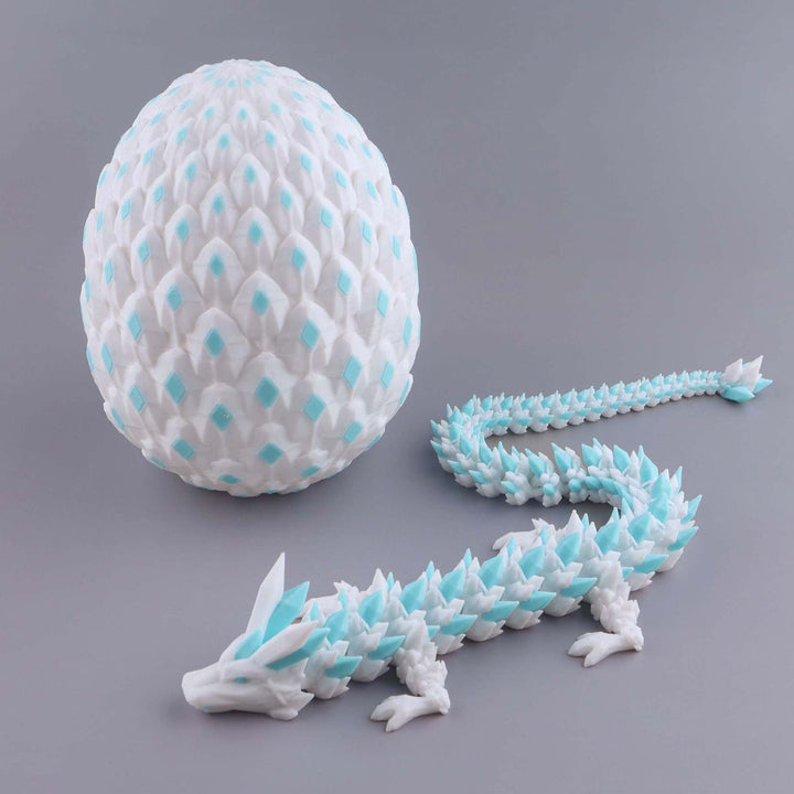 Light blue crystal dragon fidget toy with faceted egg shell and flexible dragon pieces