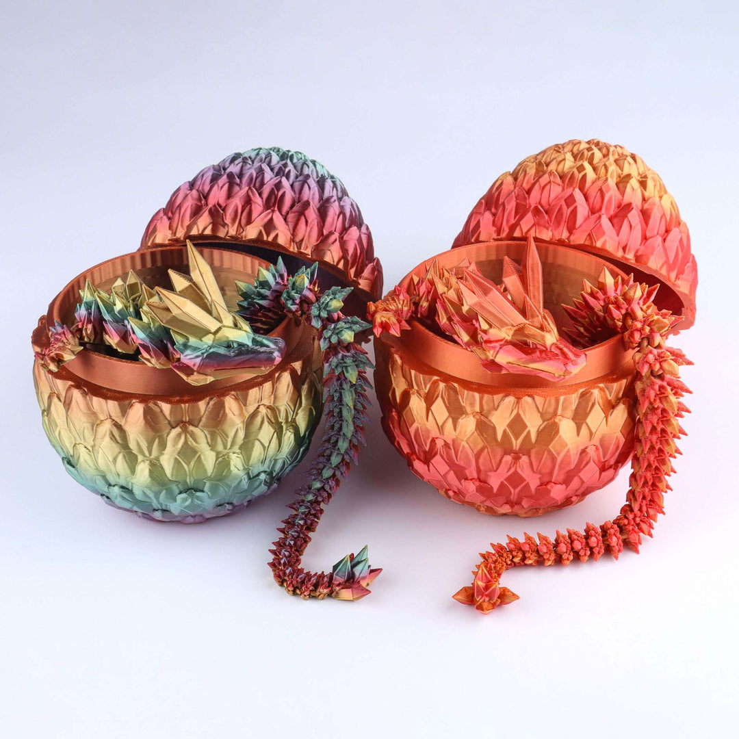Rainbow 3D crystal dragon fidget toy with faceted egg shell and articulated dragon pieces
