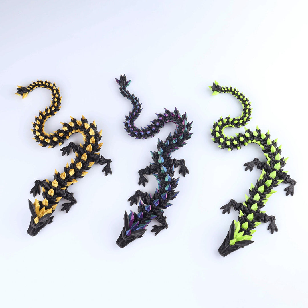 Multi-color crystal dragon fidget toy set with articulated serpentine pieces