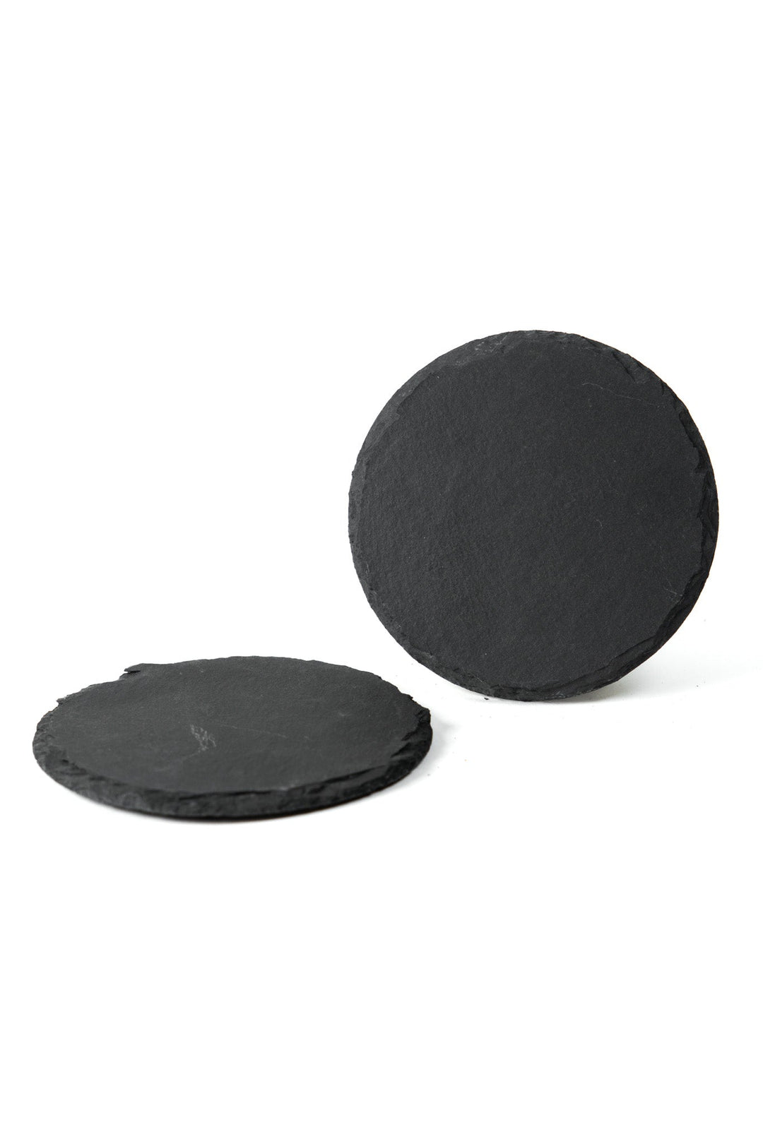 Slate round coaster set, unengraved dark slate discs