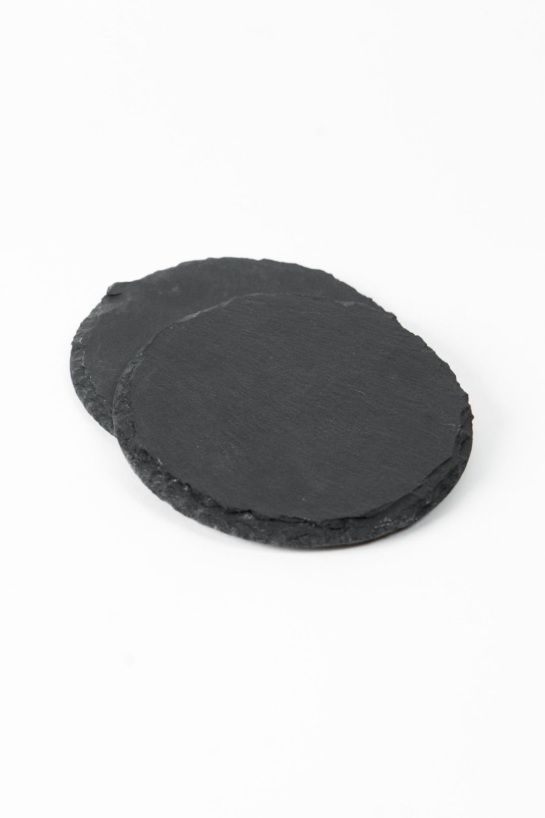 Slate round coaster set, single unengraved dark slate disc