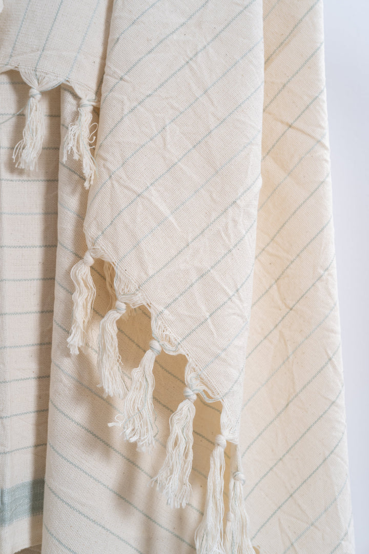 Drama Blue Cotton Linen Towel