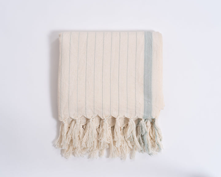 Drama Blue Cotton Linen Towel