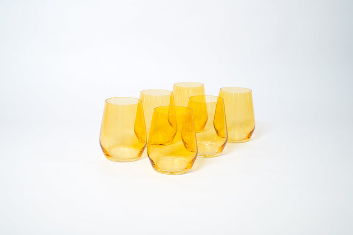 Sunshine Yellow -  Stemless Colored Wine Glass