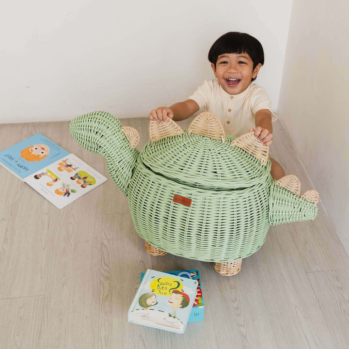 Dinosaur Storage Basket Mint Green - Large
