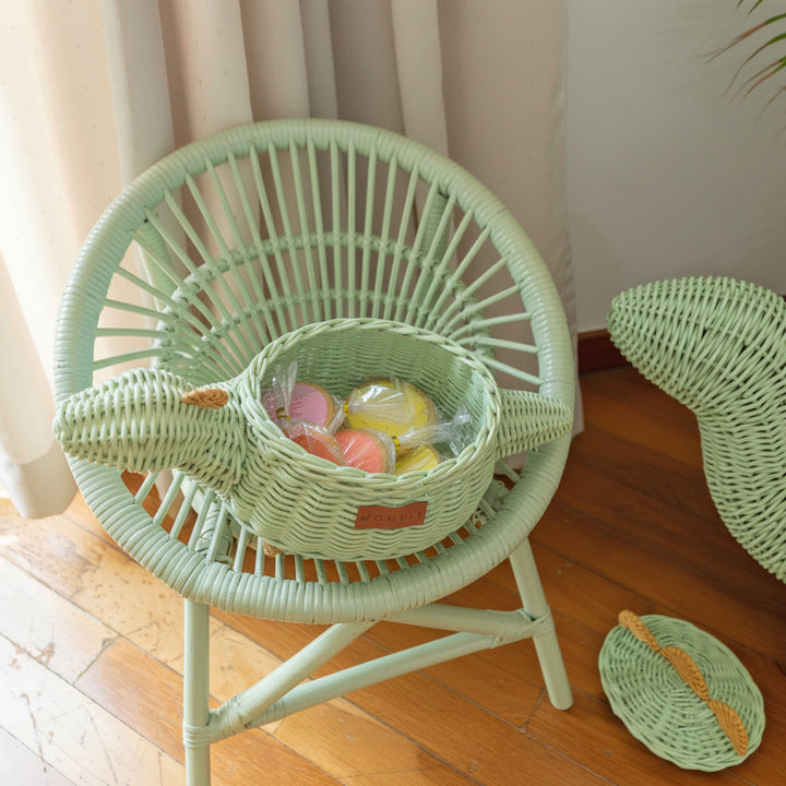 Dinosaur Rattan Storage Basket Mint Green - Small
